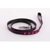 Dog nylon lead - Fluo Black  - black & pink - Size S - Width 15 mm - Lenght 100cm