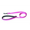 Dog lead - rounded nylon - rifle carabiner - pink - 120 x 1.6 cm confort handle