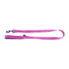 Dog lead - rounded nylon - rifle carabiner - pink - 120 x 2.5 cm confort handle