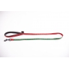 Laisse pour chien rouge vert - pattes originales - larg 16mm L 120cm