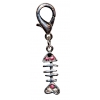 Fish dog pendant set with white and pink rhinestones 2.5cm