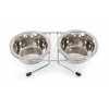 2 stainless stell bowls with stand for dog - 13.5 cm