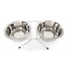 2 stainless stell bowls with stand for dog - 16.5 cm