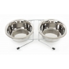 2 stainless stell bowls with stand for dog - 21 cm