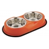 Non slip stand + 2 bowls for dog - Orange - Vivog - diam 21cm - 2x1.89L