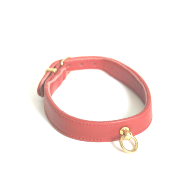 Collier en cuir - Agneau - 3.5cm - rouge