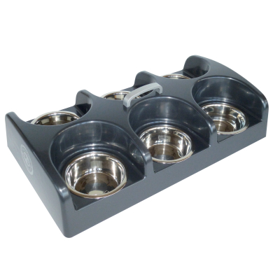 Stainless steel feeder bowl for puppy - 750ml x 6 - grey