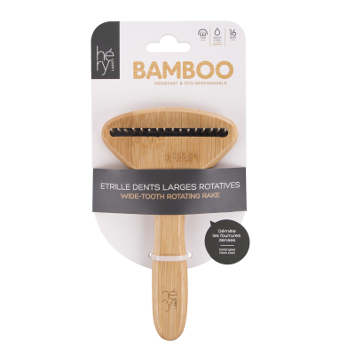 Rotary wide-tooth curry comb - Bamboo
