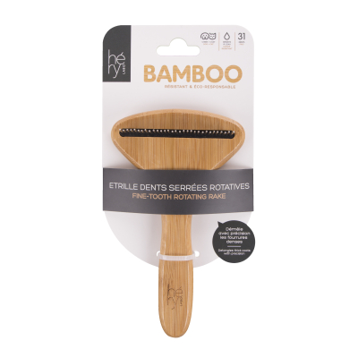 Rotary fine-toothed curry comb - Bamboo