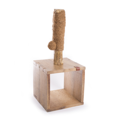 Arbre à chat cube - Bois de caféier et fibres de coco - 70cm - marron