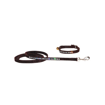 Set collier + laisse en nylon Venise - 120cm - 1cm - noir