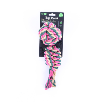Balle avec corde - Classique - 25cm - multicolore