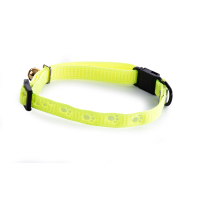 Collier chat en nylon pattes - Argent - 20/30cm - 1cm - jaune