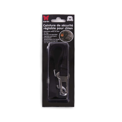 Laisse avec boucle pour ceinture de sécurité - 45/70cm - noir