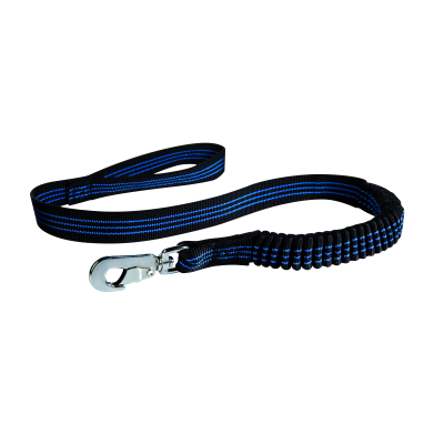 Laisse anti à-coups en nylon noir - 1m - bleu