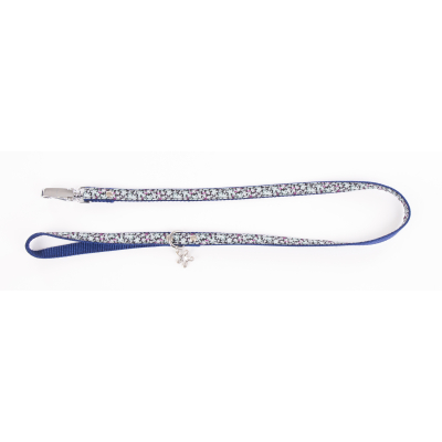 Laisse en nylon - Fleurs - 1m - 1.5cm - bleu