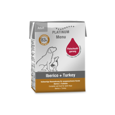 Pâté Platinum Menu Porc ibérique & dinde pour chien - 185g