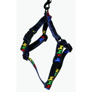Harnais en nylon - Déco 4 chiens - 16-35 - Noir