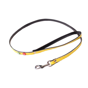 Laisse Paquerette similicuir - <120cm - 1cm - jaune