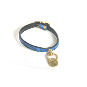 Collier en tpu - Granité vernis - 10/30cm - bleu
