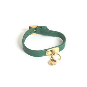 Collier Strass 3 Rangs Carlain en cuir - <30cm - 1.4cm - vert