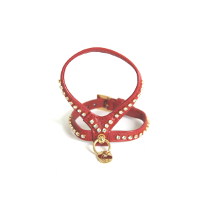 Harnais avec strass Carlain en cuir - <30cm - 1.2cm - rouge