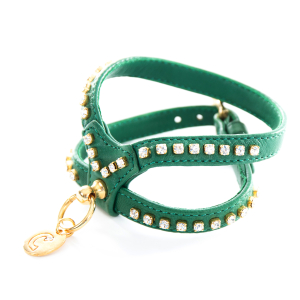 Harnais avec strass Carlain en cuir - <35cm - 1.2cm - vert
