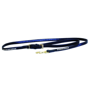Laisse à strass avec cuir agneau Carlain en cuir - <100cm - 1.2cm - noir