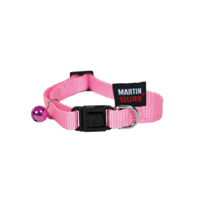 Collier chat en nylon - Uni - 20/30cm - 1cm - rose pastel