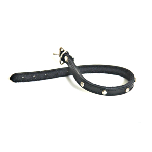Collier en cuir - Feutrine et clou - S - Noir