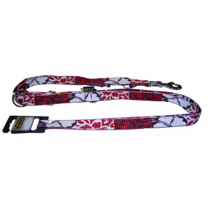 Multiposition nylon leash - Bamboo pepper - 2.20m - 2cm - red