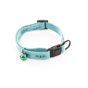 Collier chat en nylon - frimousse - 20/30 cm - 1cm - turquoise