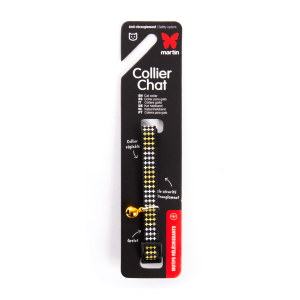 Collier chat en nylon - Croix - 20/30cm - 1cm - jaune