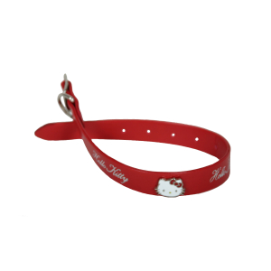 Collier en cuir - Hello Kitty  - <40cm - 2cm - rouge