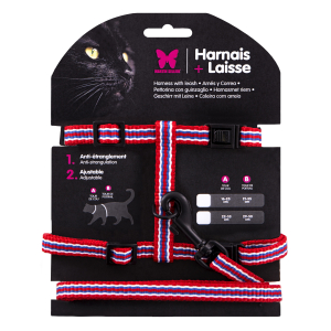 Set harnais + laisse en nylon - Trio - rouge