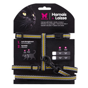 Set harnais + laisse en nylon - Trio - noir/jaune