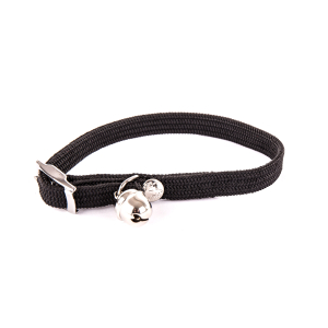 Collier chat élastique en nylon - Classique Tubulaire - <30cm - 1cm - noir