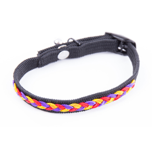 Collier chat en nylon - Tubulaire Tressé - <30cm - 1cm - noir