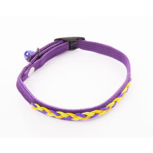 Collier chat en nylon - Tubulaire Tressé - 30cm - 1cm - mauve