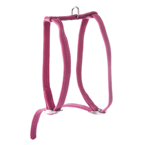 Harnais chat H en nylon - Classique Tubulaire - 35/40cm - 1cm - rose