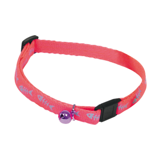 Collier chat en nylon - Fluo fish - 20/30cm - 1cm - rose fluo