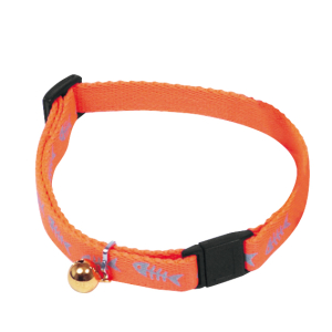 Collier chat en nylon - Fluo fish - 20/30cm - 1cm - orange