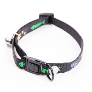 Collier chat en nylon - Fish & star - 20/30cm - 1cm - noir