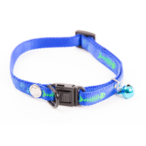 Collier chat en nylon - Fish & star - 20/30cm - 1cm - bleu