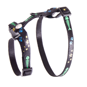 Harnais chat en nylon - Fish & star - 35/50cm - 1cm - noir