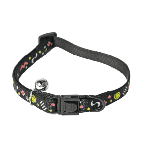 Collier chat en nylon - Cat carnaval - 20/30cm - 1cm - noir