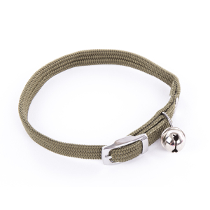 Collier chat élastique en nylon - Classique Tubulaire - <30cm - 1cm - kaki