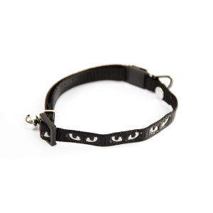 Collier chat en nylon yeux - Argent - 20/30cm - 1cm - noir