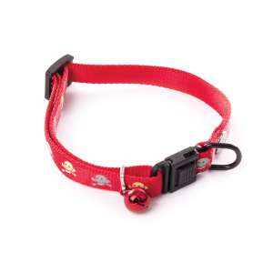 Collier chat en nylon - Tête de mort - 20/30cm - 1cm - rouge