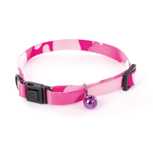 Collier chat en nylon - Camouflage - 20/30cm - 1cm - rose